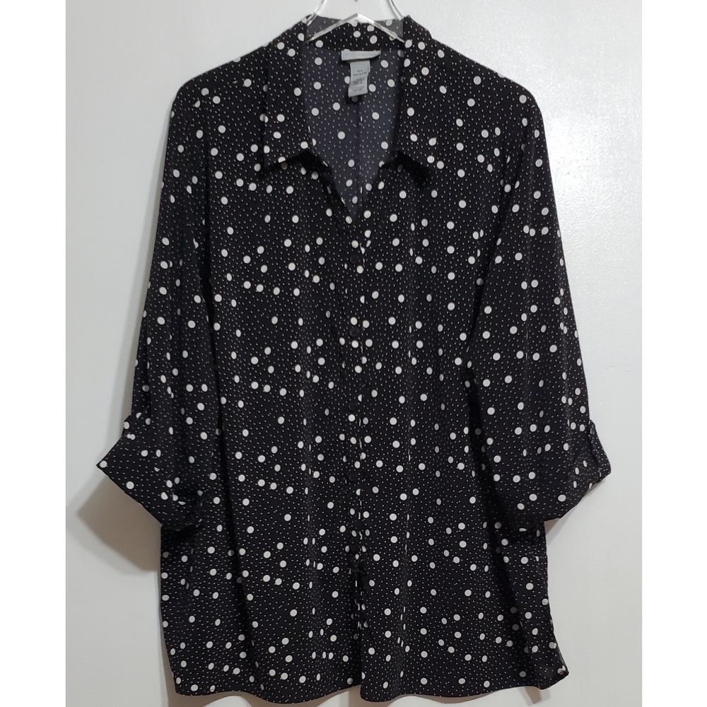 Catherines 2x 22/24w Bundle 2 Button Front Blouse… - image 3